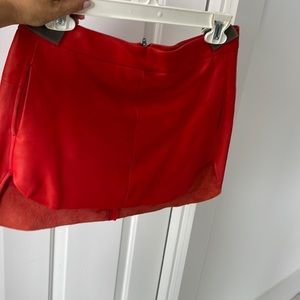 Michelle mason red leather skirt